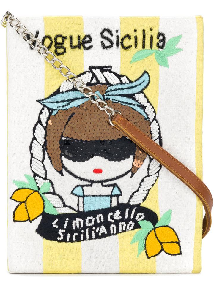 Mua Mua Vogue Sicilia Sequinned Clutch - Yellow & Orange