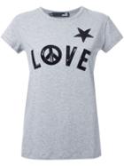 Love Moschino Sequin-embellished T-shirt, Women's, Size: 38, Grey, Cotton/spandex/elastane