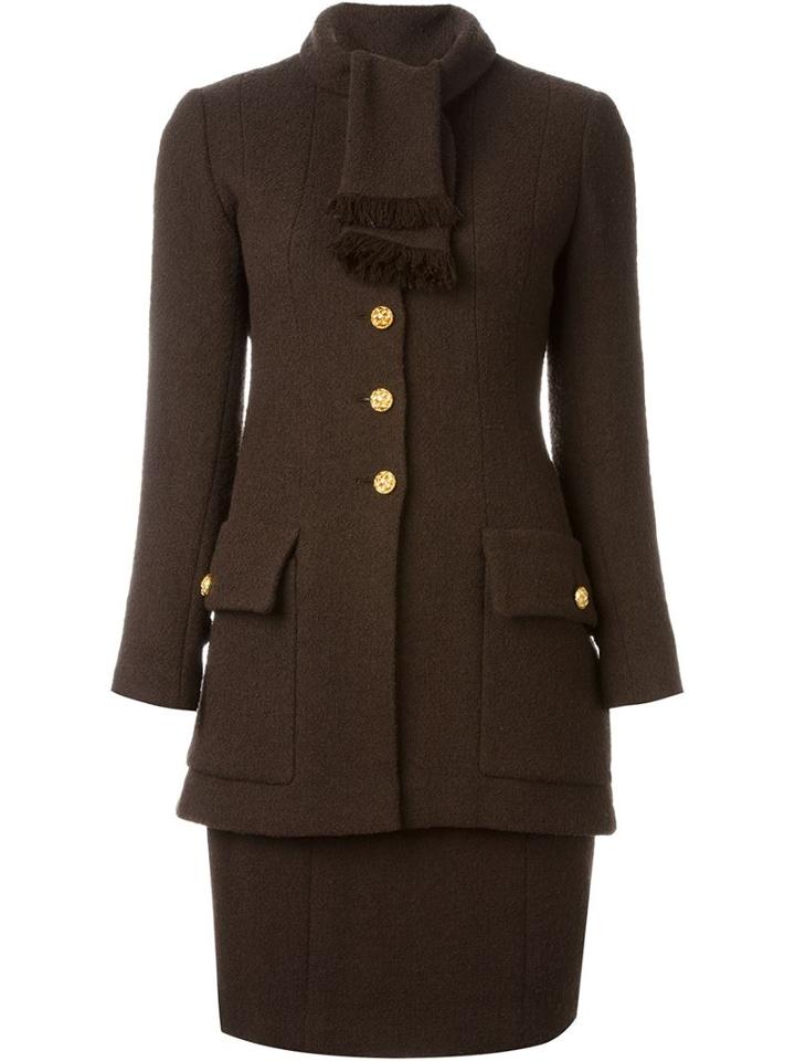 Chanel Vintage Skirt And Blazer Suit, Women's, Size: 36, Brown