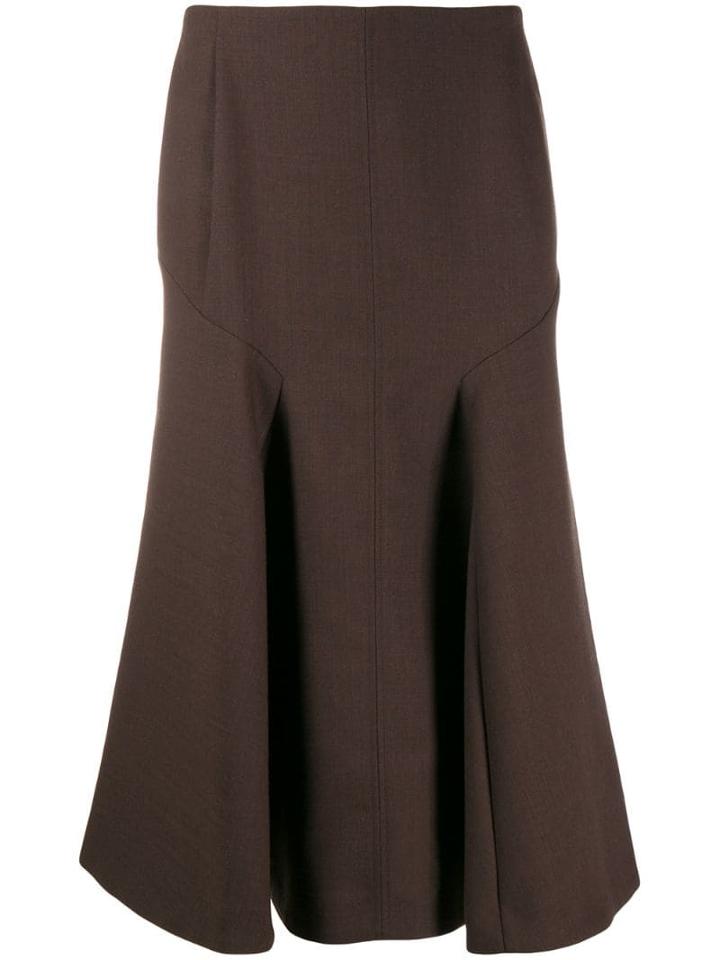 Joseph Midi Curved Skirt - Brown