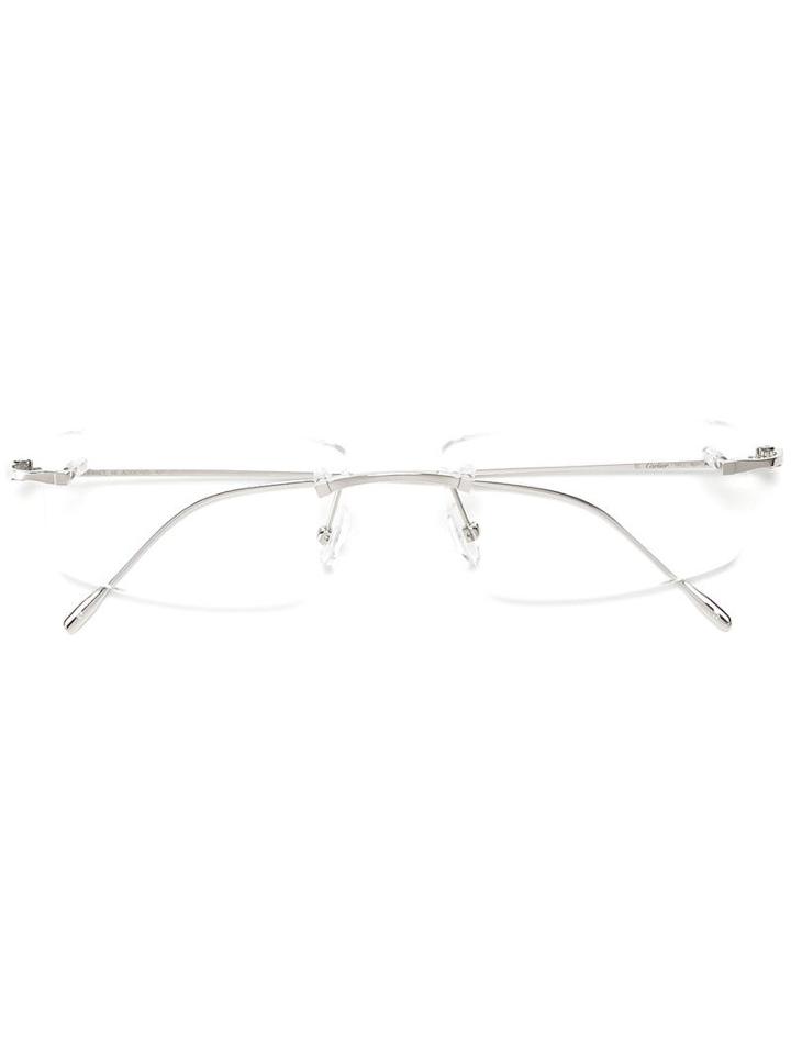 Cartier 'louis Cartier' Optical Glasses, Grey, 18kt White Gold