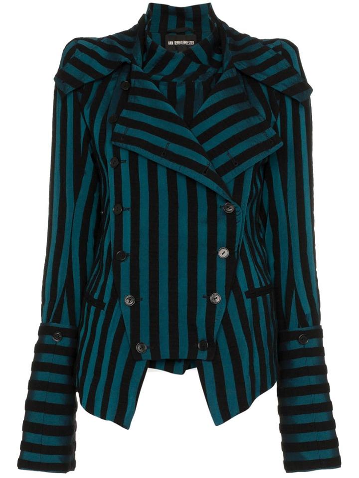 Ann Demeulemeester Stripped Long Sleeve Blazer Jacket - Black
