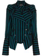 Ann Demeulemeester Stripped Long Sleeve Blazer Jacket - Black