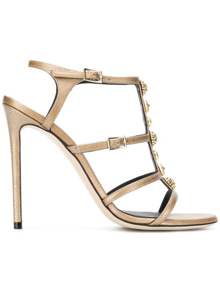 Grey Mer Metallic Embellished Strappy Sandals