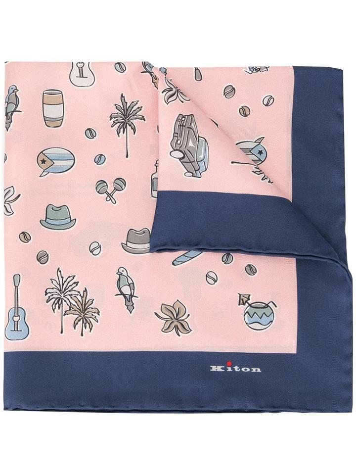 Kiton Patterned Pocket Square - Pink