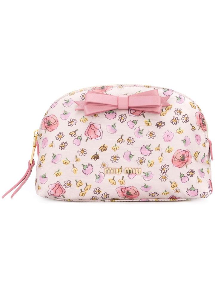 Miu Miu Floral Print Makeup Bag - Pink & Purple