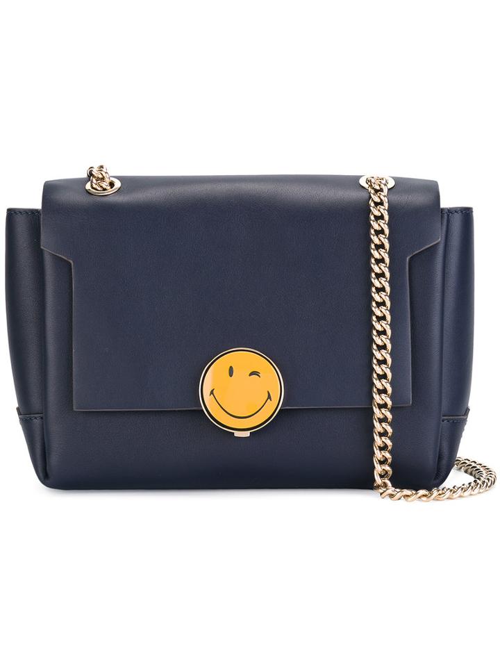 Anya Hindmarch Wink Face Lock 'bathurst' Crossbody, Women's, Blue, Leather