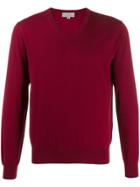 Canali V-neck Cashmere Jumper - Red