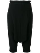 Y's Drop Crotch Short Trousers - Black