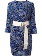 Erika Cavallini Floral Print Belted Dress