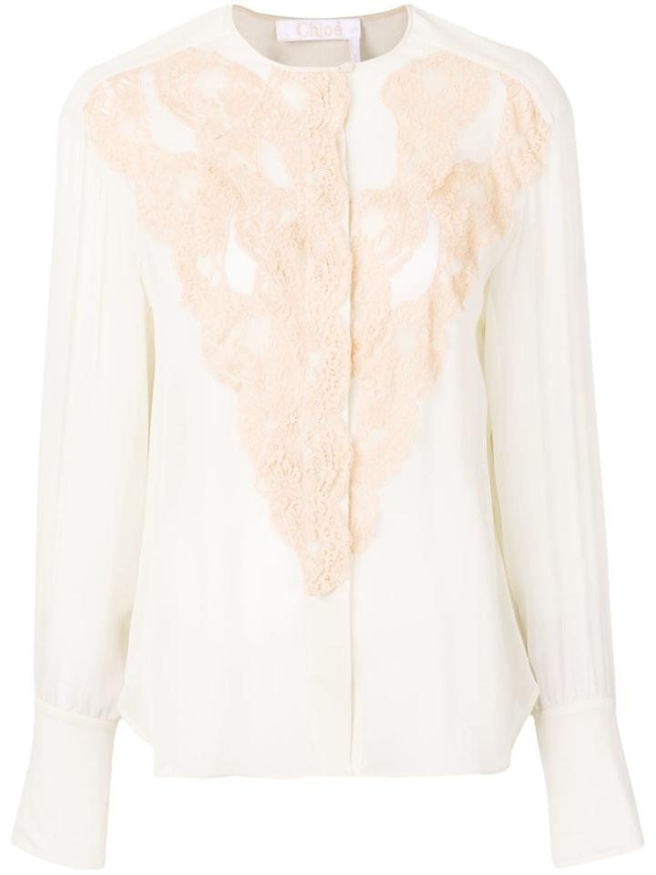 Chloé Lace Detailed Sheer Blouse - Neutrals