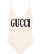 Gucci Sparkling Swimsuit With Gucci Print - Neutrals