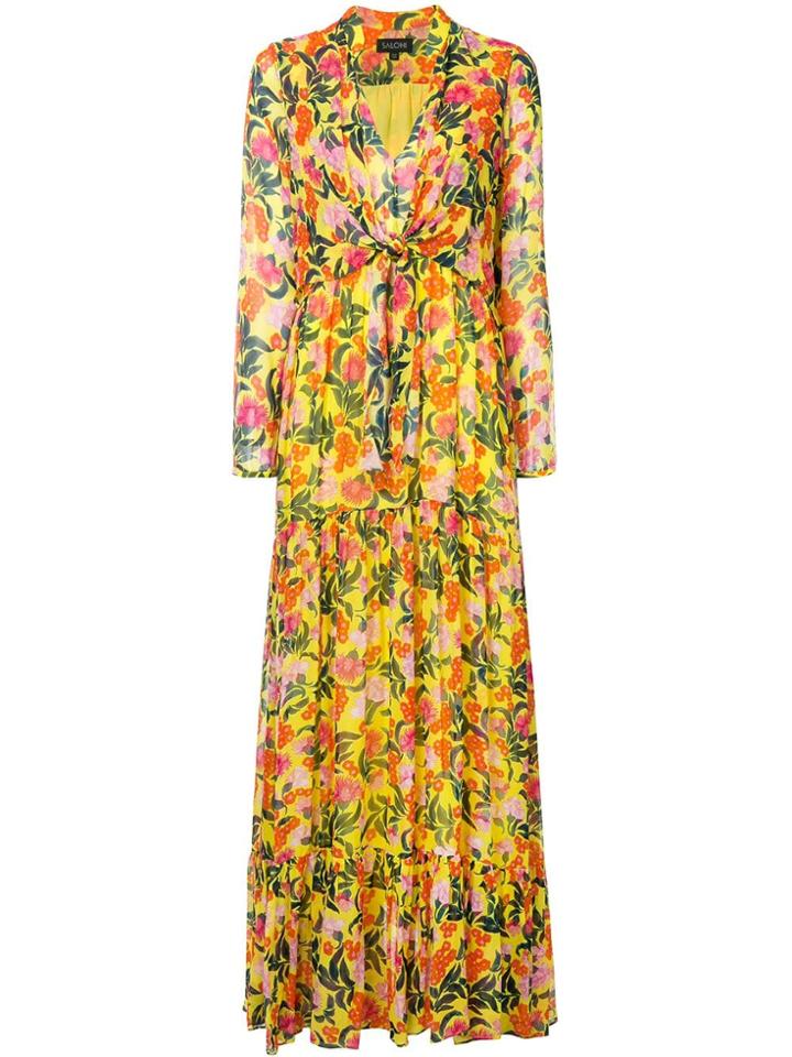 Saloni Floral Printed Maxi Dress - Yellow & Orange