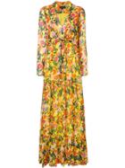 Saloni Floral Printed Maxi Dress - Yellow & Orange