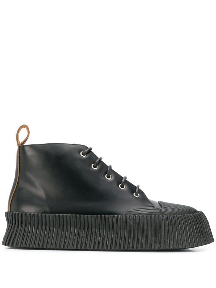 Jil Sander Platform Lace-up Boots - Black