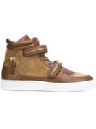Louis Leeman Double Straps Hi Tops, Men's, Size: 43, Brown, Rubber/calf Leather/calf Suede
