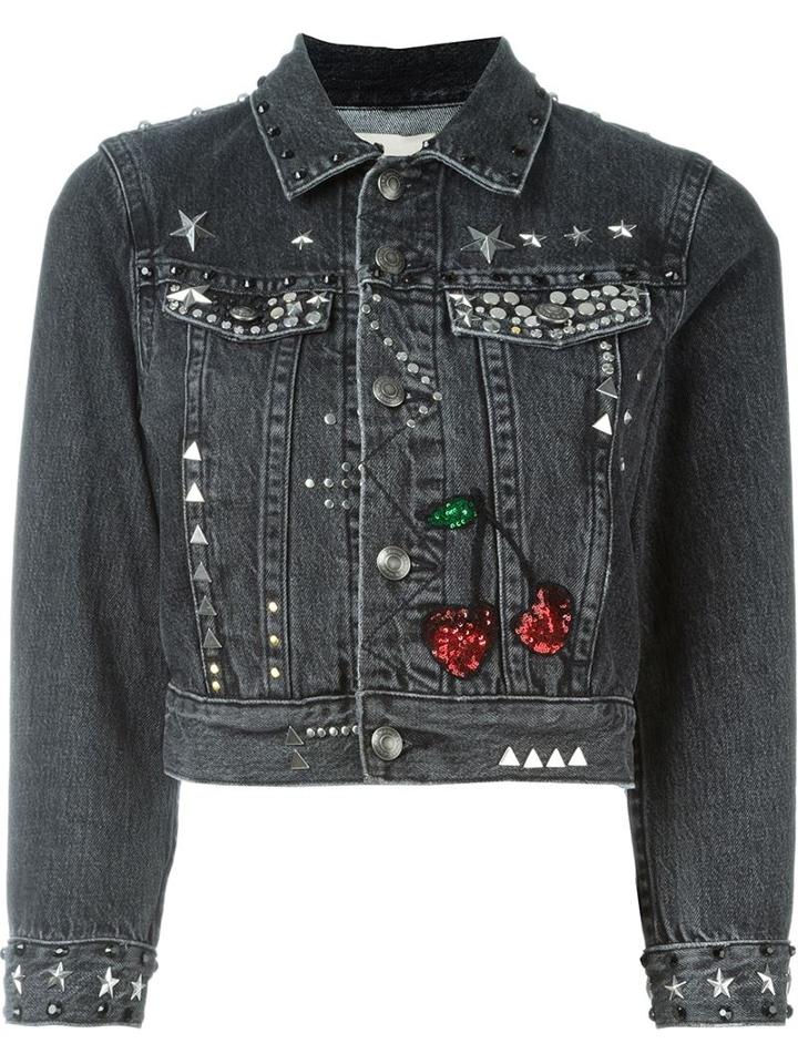 Marc By Marc Jacobs Studded Denim Jacket, Women's, Size: 6, Black, Cotton