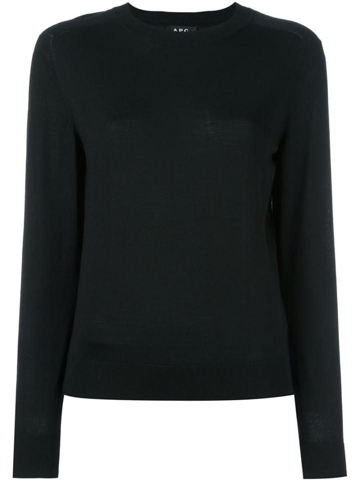 A.p.c. Crew Neck Jumper, Women's, Size: Xl, Black, Silk/wool