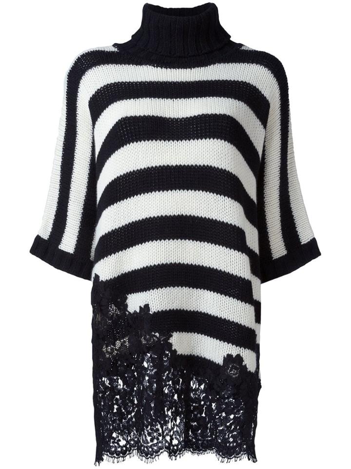 Ermanno Scervino Lace Insert Striped Jumper - Black