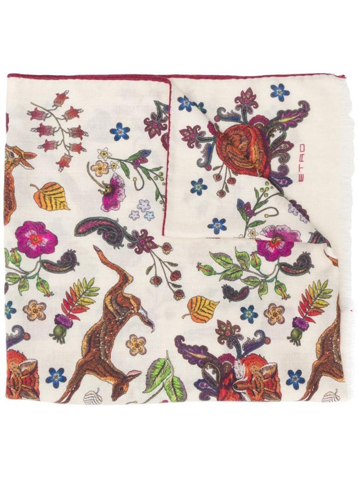 Etro Nature Print Scarf - Neutrals