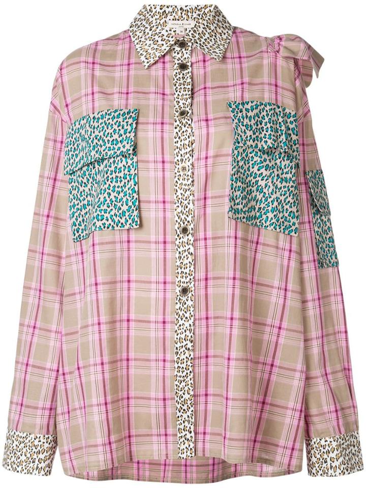 Natasha Zinko Ruffle Detail Check Shirt - Pink