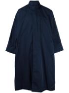Issey Miyake Long Cape Coat, Men's, Size: 1, Blue, Polyester/cotton