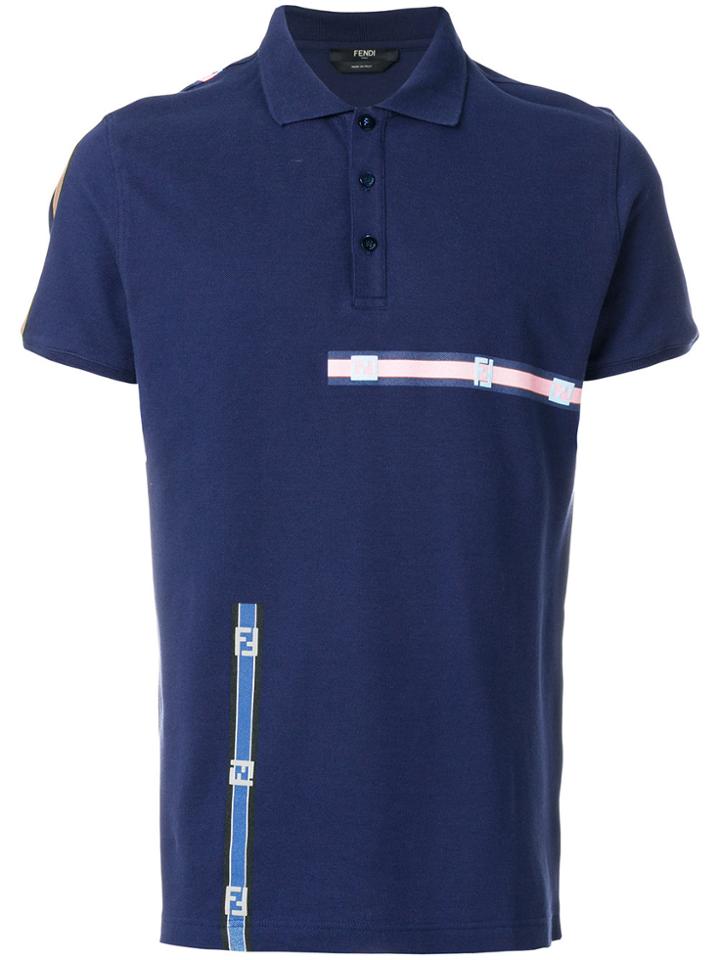Fendi Colour-block Polo Top - Blue
