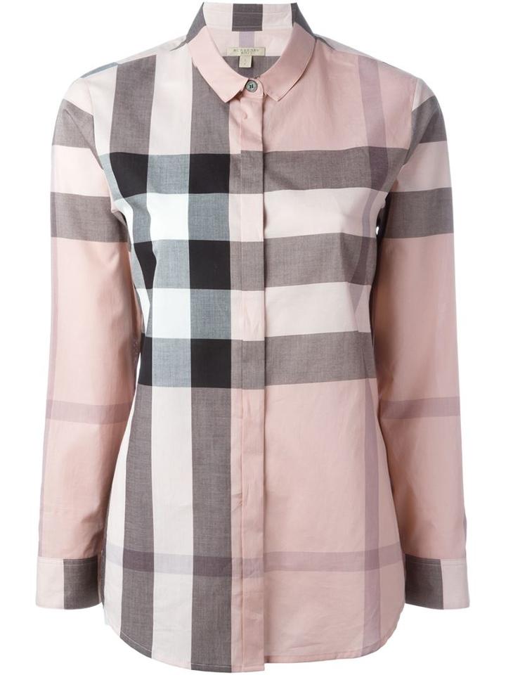 Burberry Checked Shirt, Women's, Size: Large, Pink/purple, Cotton