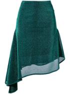 Robert Wun - Asymmetric Hem Skirt - Women - Polyester - 8, Green, Polyester