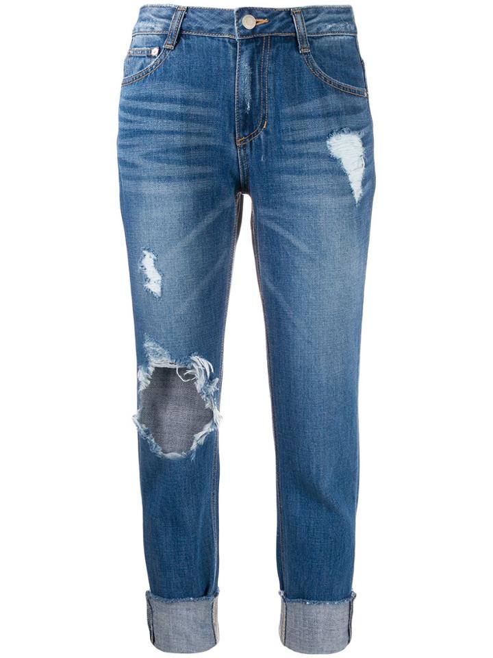 Sjyp Destroyed Roll Up Jeans - Blue