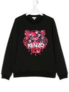 Kenzo Kids - Tiger Embroidered Sweatshirt - Kids - Cotton - 14 Yrs, Black