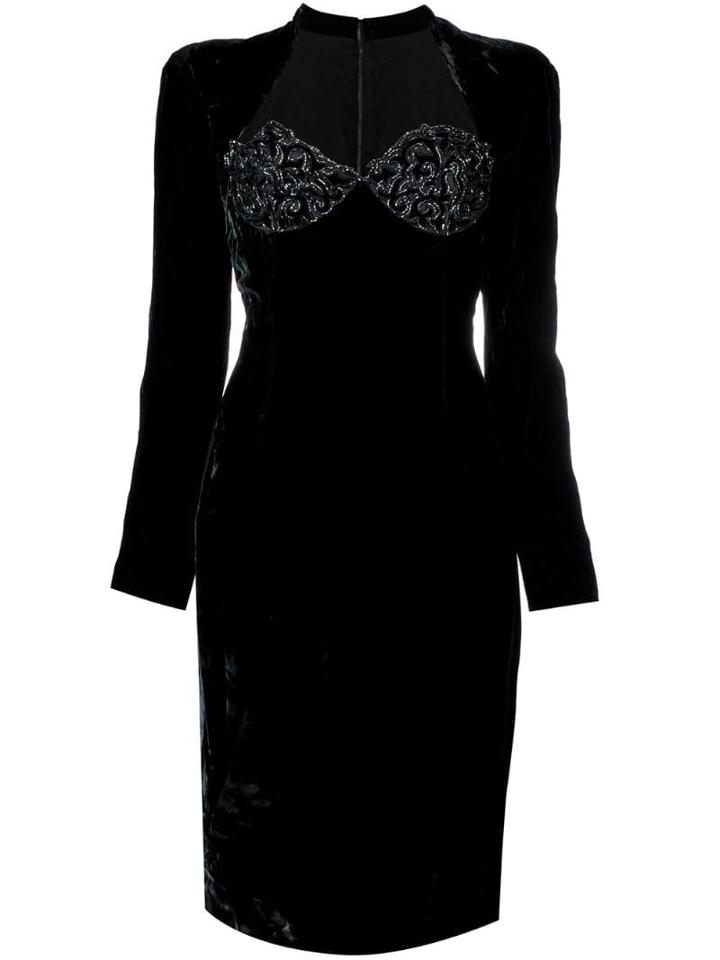 Jean Louis Scherrer Pre-owned Long-sleeve Fitted Dress - Black