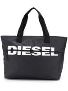 Diesel Logo Printed Tote Bag - Black