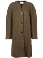 Lemaire Collarless Coat - Brown
