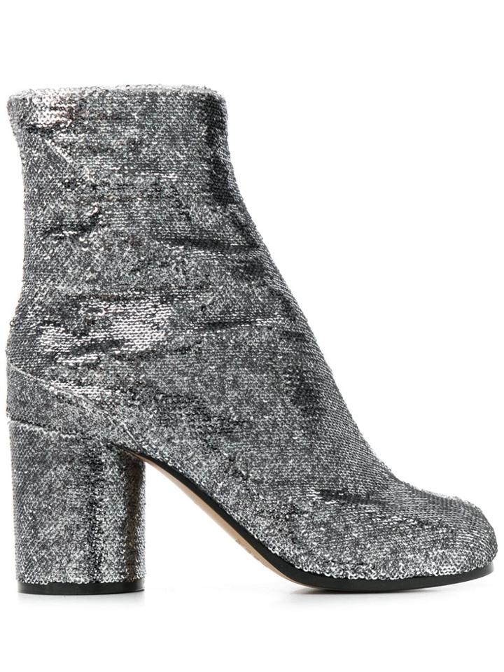 Maison Margiela Tabi 70mm Sequined Boots - Metallic