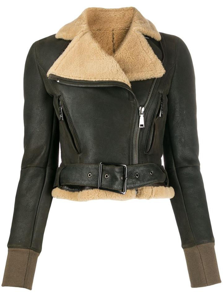 Gianfranco Ferré Pre-owned 2000s Cropped Belted Leather Jacket - Black