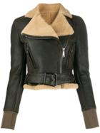 Gianfranco Ferré Pre-owned 2000s Cropped Belted Leather Jacket - Black