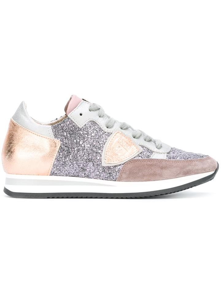 Philippe Model Glitter Effect Panel Sneakers