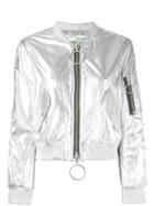 Off-white - Zipped Jacket - Women - Lamb Skin/viscose - S, Grey, Lamb Skin/viscose
