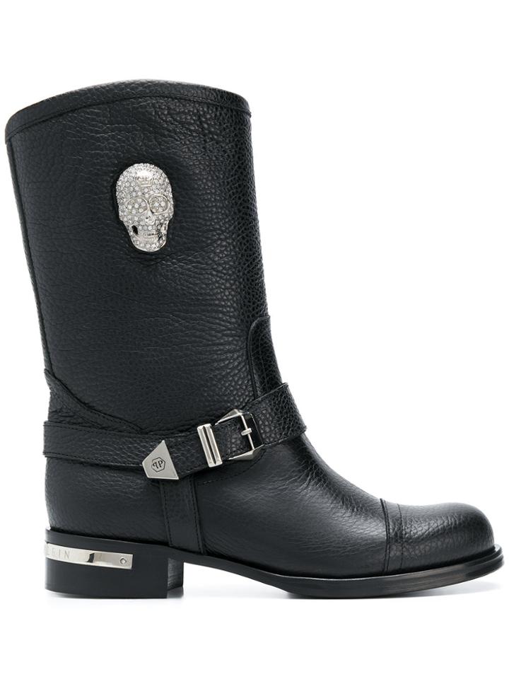 Philipp Plein Skull Light High Ankle Boots - Black