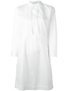 Peter Jensen Neck Tie Shirt Dress, Women's, Size: Small, White, Cotton