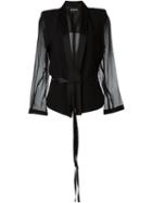 Ann Demeulemeester Shawl Lapel Sheer Sleeve Jacket, Women's, Size: 38, Black, Silk/spandex/elastane/acetate/virgin Wool