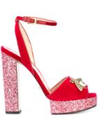 Gucci Embellished Bee Sandals - Red