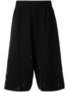 Jil Sander Snagged Wide Leg Track Shorts - Black