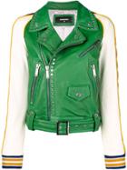 Dsquared2 Studded Contrast Leather Jacket - Green