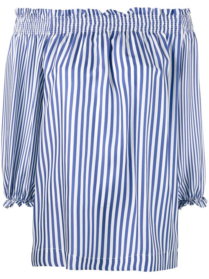 P.a.r.o.s.h. - Striped Off Shoulder Blouse - Women - Silk - S, Women's, Blue, Silk