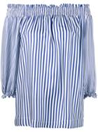 P.a.r.o.s.h. - Striped Off Shoulder Blouse - Women - Silk - S, Women's, Blue, Silk