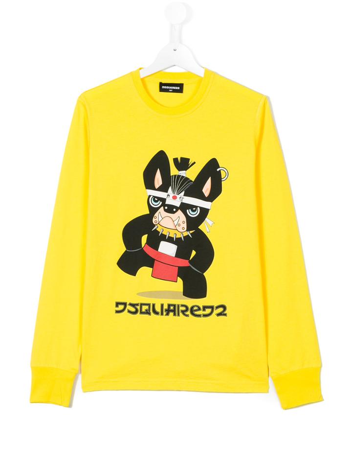 Dsquared2 Kids Dog Print Top - Yellow & Orange