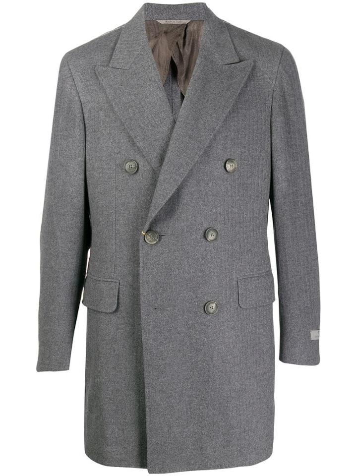 Canali Double-breasted Cashmere Coat - Grey