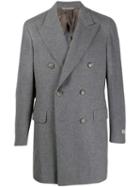 Canali Double-breasted Cashmere Coat - Grey